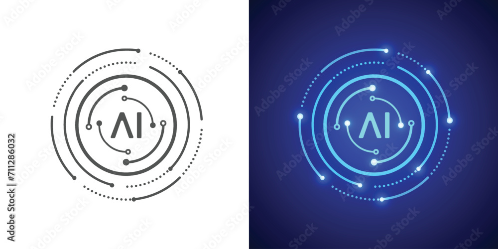 Poster artificial intelligence circuit line style. machine learning design. smart network digital technolog