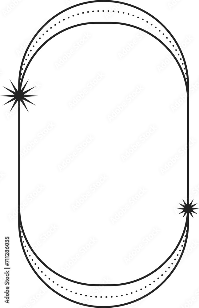 Poster minimal thin line frame with stars sparkle effect