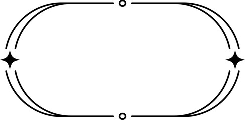 Oval line frame with sparkling star and twinkle