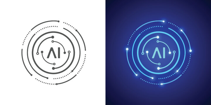 Artificial intelligence circuit line style. Machine learning design. Smart network digital technology. AI. Vector illustration