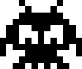 Pixel game monster, alien or UFO character - obrazy, fototapety, plakaty
