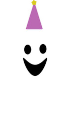 Kawaii flying ghost with holiday paper cap