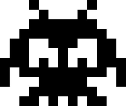Pixel game monster, alien or UFO character