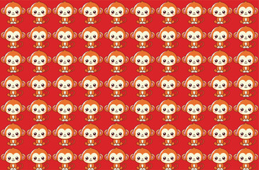 cute monkey illustration pattern, vector, for fabrics, children's background