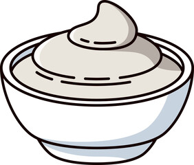 Mayo sauce in saucer, dip bowl with mayonnaise