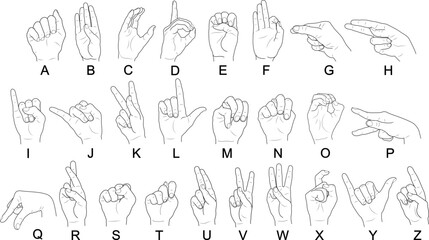 ASL American Sign letters Language Alphabet SVG Alphabet for the deaf and dumb