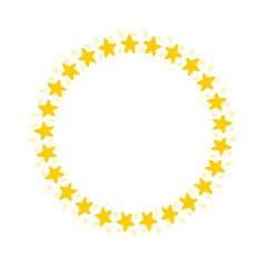 Vector golden circle frame from star shape isolated on white