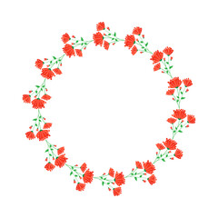 Vector hand drawn floral wreath on white background