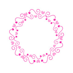 Vector hand drawn hearts border and frame design