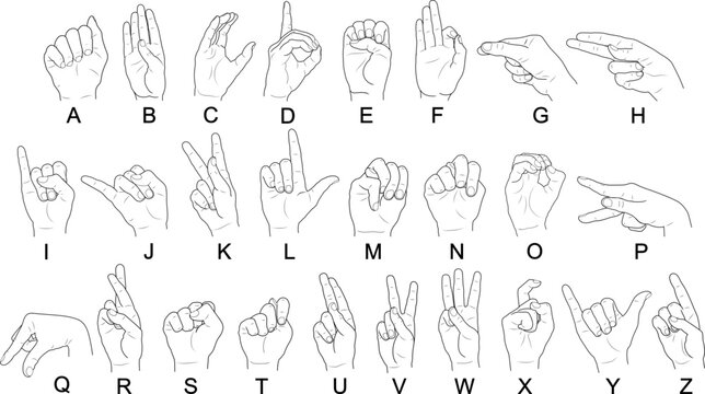 ASL American Sign letters Language Alphabet SVG Alphabet for the deaf and dumb