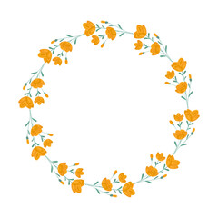 Vector hand drawn floral wreath on white background