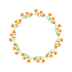 Vector hand drawn floral wreath on white background