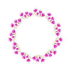 Vector hand drawn floral wreath on white background