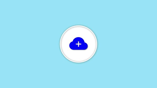 Minimalist cloud icon animated on a blue background.
