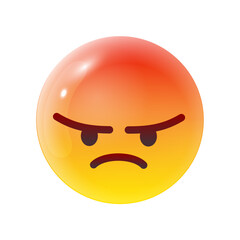 Vector angry emoji with red face on white background