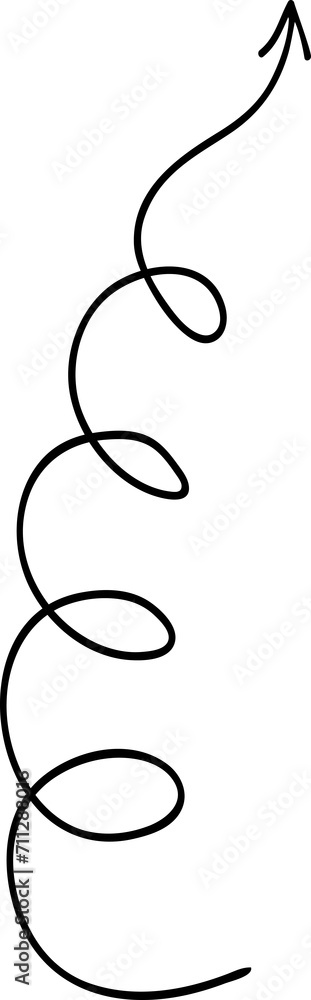 Poster Doodle scribble of vertical arrow line