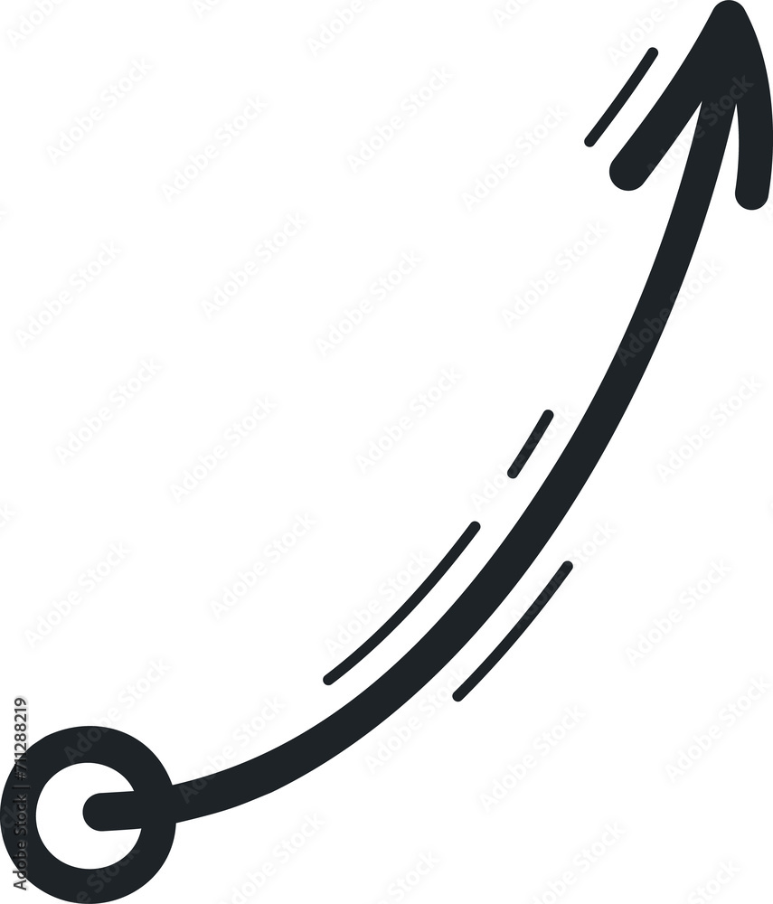 Poster Arrow doodle with curvy line, motion element