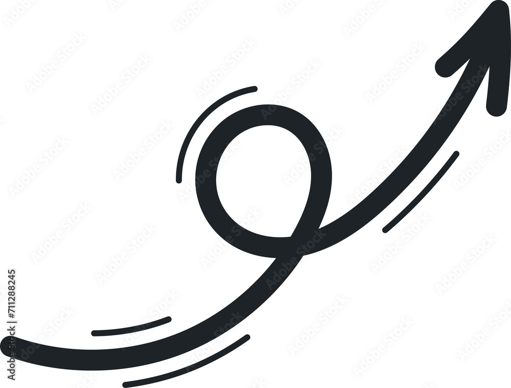Poster scribble arrow pointing up right way