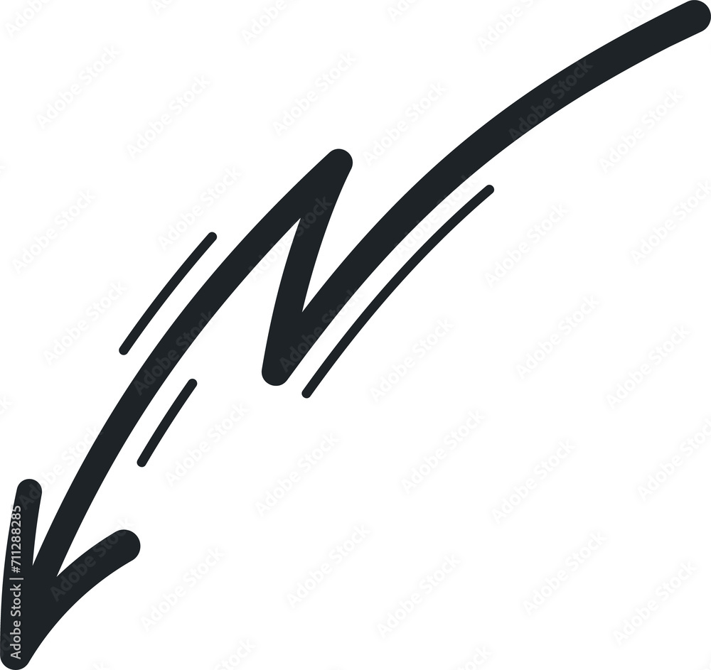 Poster zig zag arrow pointing bottom left side