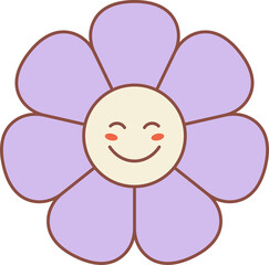 Retro groovy daisy, sunflower radiates positivity