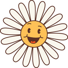 Happy chamomile character with face and smile