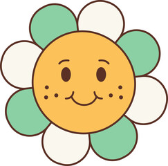 Obraz premium Groovy baby flower with face and freckles