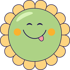 Groovy flower sticking out tongue sticker
