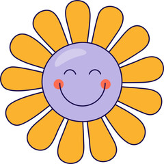 Smiling groovy flower with blush on face