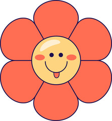 Cute groovy daisy sticking out tongue sticker