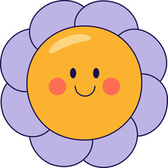 Obraz premium Retro flower character with smile on face