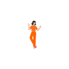 poses of people with activities in orange clothes person
