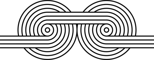 Circles outline, geometric stripy zen shape