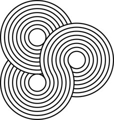 Celtic circles, stripy zen shape figure