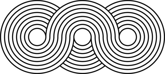 Minimalist circles, stripy zen shape