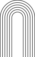 Geometric arc, stripy zen shape element