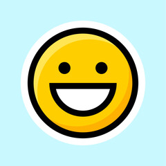 Fototapeta premium Yellow emoji icon with black outline vector illustration