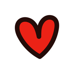 Red heart love sign isolated color vector illustration
