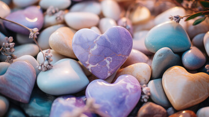 Obraz na płótnie Canvas Pastel Stone Hearts Composition