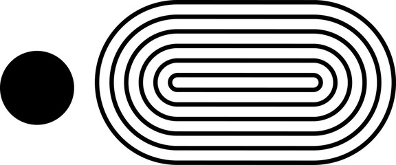 Simple oval stripy zen shape with dot