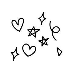 Vector cute heart and star doodle hand drawn cartoon art illustration
