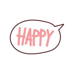 Vector happy vector lettering on white background