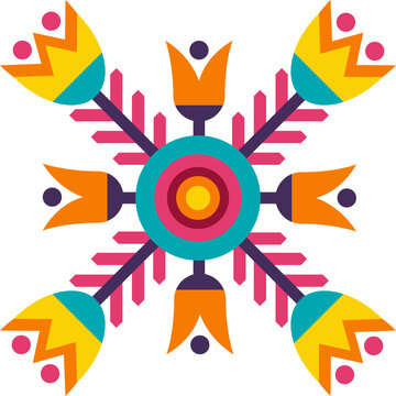 Mexican Floral Tribal Motif Ornament