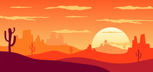 Fototapeta na wymiar sunset in the desert background vector design