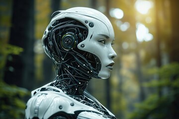 Artificial intelligence, Nature, Future technology and communication concept. Generative AI.