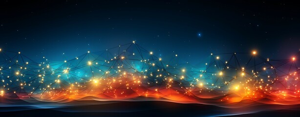 Obraz premium Wave of dots and weave lines. Abstract background. Network connection structure