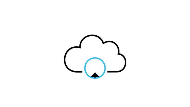 Cloud upload icon animation. Isolated on a white background. Alpha channel.