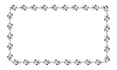 Vector drawn floral frame on white background