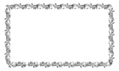 Vector drawn floral frame on white background