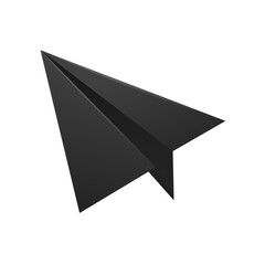 Vector black paper airplane on white background airplane