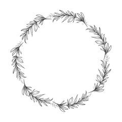 Fototapeta na wymiar Vector hand drawn floral wreath illustration on white
